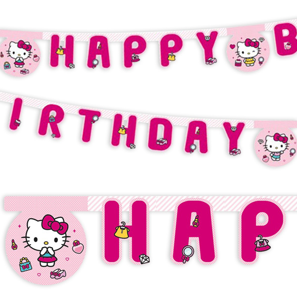 Hello Kitty Buchstabenkette, "Happy Birthday", 2m, Pappe von Procos