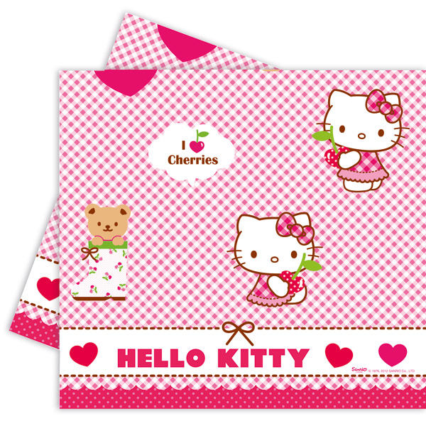 Hello Kitty Hearts Tischdecke, 120x180cm, abwischbare Kunststofffolie von Procos