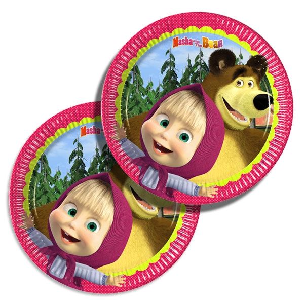 Mascha u. der Bär - Kuchenteller im 8er Pck, 19,5cm, Pappteller Mascha u. der Bär - Kuchenteller im 8er Pck, 19,5cm, Pappteller von Procos