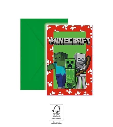 Minecraft Party 6 Einladungskarten & Umschläge Minecraft Party 6 Einladungskarten & Umschläge von Procos