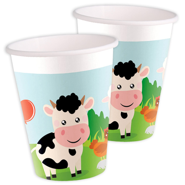 Partybecher Bauernhof im 8er Pack, 200ml, Farmtiere Tischdeko Partybecher Bauernhof im 8er Pack, 200ml, Farmtiere Tischdeko von Procos