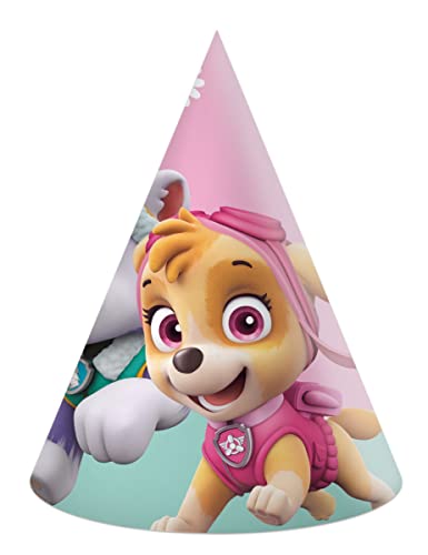 Procos - Party Paw Patrol Skye & Everest Kegel Caps aus FSC-Papier, 6 Stück, mehrfarbig, 94115 von Procos