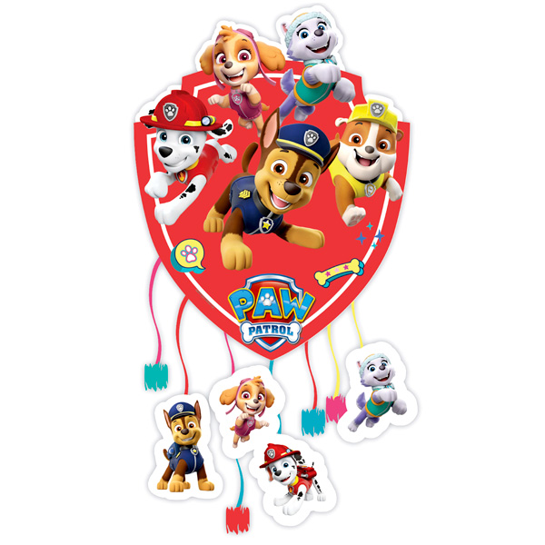 Paw Patrol Zugpinata aus Pappe mit 8 Bändern, 21cm x 27cm