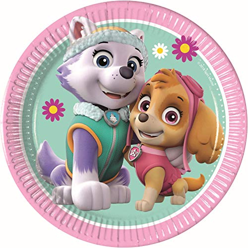 Procos 10067625 90275 - Partyteller Paw Patrol, Skye & Everest, 8 Stück, Durchmesser 20 cm, Pappteller, Teller, Einweggeschirr, Helden auf vier Pfoten, Tischdekoration, Rosa, Grün Procos 10067625 90275 - Partyteller Paw Patrol, Skye & Everest, 8 Stück, Durchmesser 20 cm, Pappteller, Teller, Einweggeschirr, Helden auf vier Pfoten, Tischdekoration, Rosa, Grün von Procos