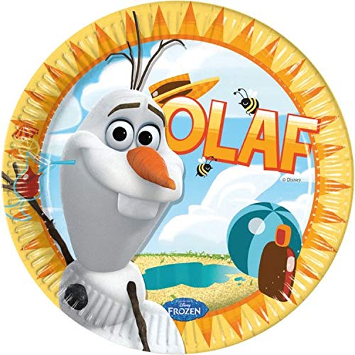 Procos 10074606 84621 8 x Frozen Olaf Sommer Pappteller-Groß 23cm, Multi-Colored von Procos