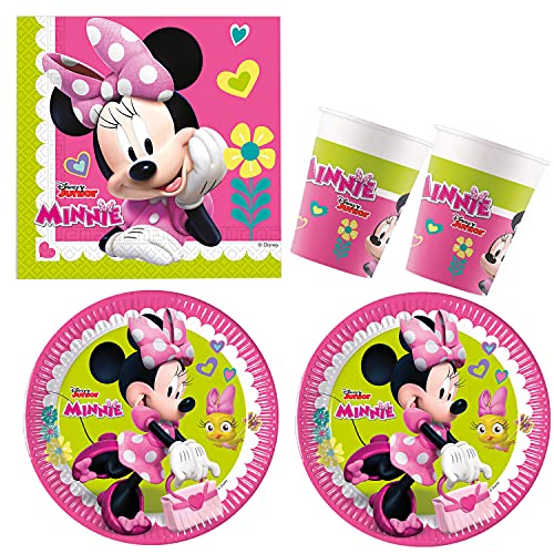 Procos 10210592 - Partyset S Disney Minnie Happy Helpers, 52-teiliges Set, 16 Teller, 16 Becher, 20 Servietten, Einweggeschirr, Partygeschirr, Tischdekoration von Procos