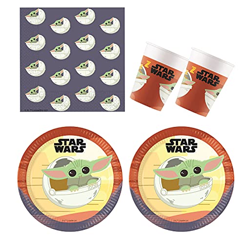 Procos 10210600 - Partyset S Disney Star Wars - Mandalorian, 52-teiliges Set, 16 Teller, 16 Becher, 20 Servietten, Einweggeschirr, Partygeschirr, Tischdekoration, Marvel Procos 10210600 - Partyset S Disney Star Wars - Mandalorian, 52-teiliges Set, 16 Teller, 16 Becher, 20 Servietten, Einweggeschirr, Partygeschirr, Tischdekoration, Marvel von Procos