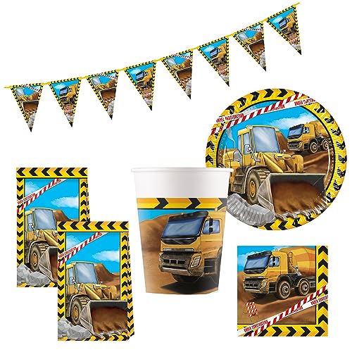Procos 10215302DY - Party Set Baustelle, 45-teiliges Einweggeschirr für Kindergeburtstag und Mottoparty, Tischdeko Procos 10215302DY - Party Set Baustelle, 45-teiliges Einweggeschirr für Kindergeburtstag und Mottoparty, Tischdeko von Procos