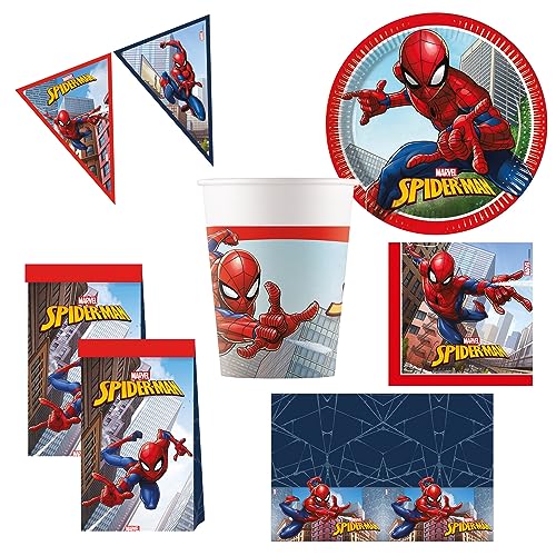 Procos 10215303DY - Party Set Spiderman Crime Fighter, 46-teiliges Einweggeschirr für Kindergeburtstag und Mottoparty, Tischdeko von Procos