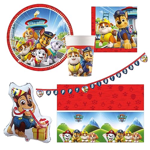 Procos 10215311DY - Party Set Paw Patrol, 39-teiliges Einweggeschirr für Kindergeburtstag und Mottoparty, Tischdeko von Procos
