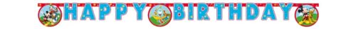 Procos - Geburtstagsgirlande Happy Birthday Disney Mickey Rock The House aus FSC-Papier, weiß, 93827 von Procos