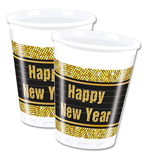 Procos 8 Partybecher Happy New Year/metallicfarbend Silvester, 200 Ml von Procos