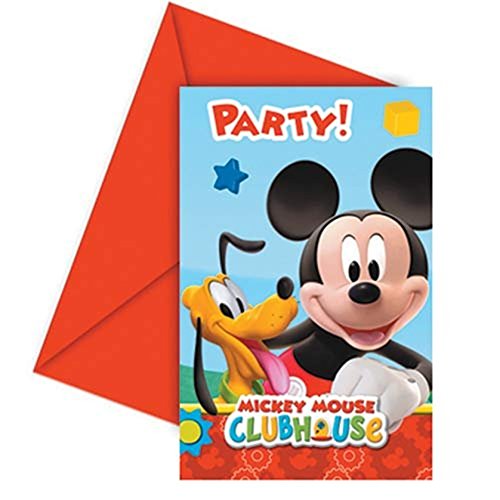 Procos 81513 - Einladungen Playful Mickey, 6 Stück mit Umschlag, Größe 14,5 x 9,5 cm, Kinder-Geburtstag, Mottoparty, Karneval von Procos