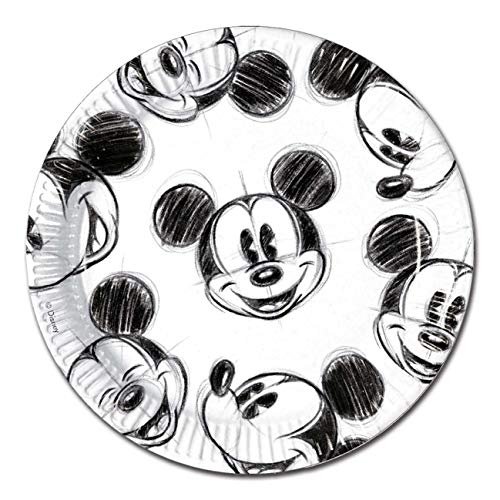 Procos 82738 - Teller Mickey Faces, 25 Stück, Durchmesser 23 cm, Einwegteller, Kindergeburtstag, Partygeschirr von Procos