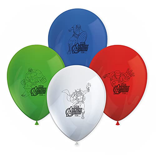 Procos 84667 - Latex-Ballons Mighty Avengers, 8 Luftballons mit Motiv, Gast-Geschenk, Kinder-Geburtstag, Mottoparty, Karneval von Marvel