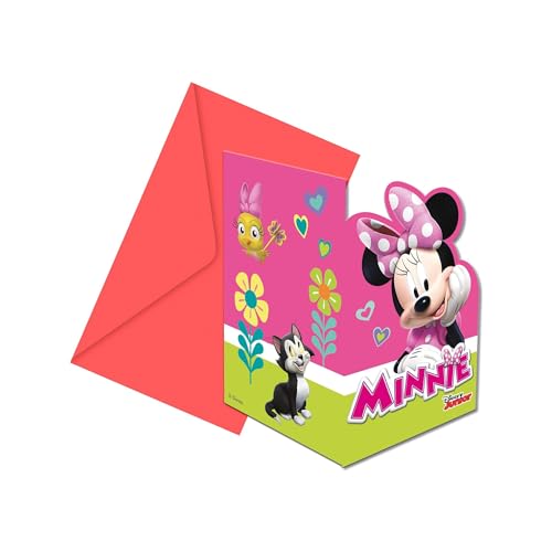 Procos 87867 - Einladungen Minnie Happy Helpers, 6 Stück mit Umschlag, Größe 14,5 x 9,5 cm, Kinder-Geburtstag, Mottoparty, Karneval von Procos