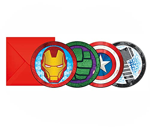 Procos 87970 - Einladungen Mighty Avengers, 6 Stück mit Umschlag, Größe 12 x 12 cm, Kinder-Geburtstag, Mottoparty, Karneval Procos 87970 - Einladungen Mighty Avengers, 6 Stück mit Umschlag, Größe 12 x 12 cm, Kinder-Geburtstag, Mottoparty, Karneval von Procos