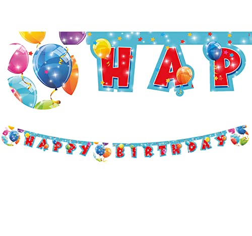 Procos 88155 - Happy Birthday Banner, Sparkling Balloons, Girlande, Geburtstag, Mottoparty von Procos