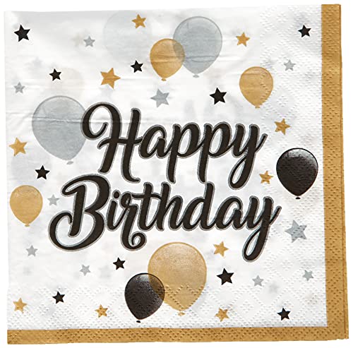 Procos 88863 - Servietten Happy Birthday, Milestone, 20 Stück, Größe 33 x 33 cm, Papierservietten mit Motiv, Tischdekoration, Mundtuch, Geburtstag, Luftballons, Ballons von Procos