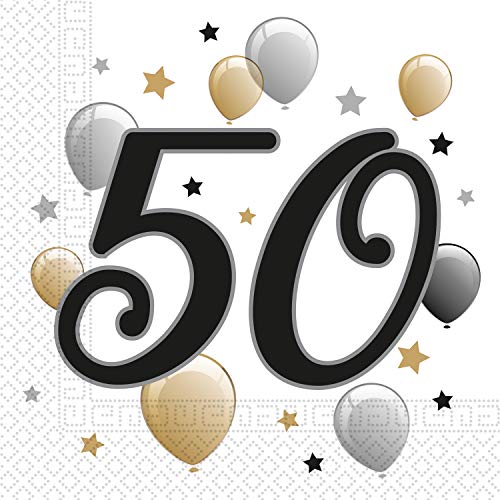 Procos 88868 - Servietten Happy Birthday, Milestone 50, 33x33cm, 20 Stück, Ballonmotiv, 50er Geburtstag, Papierservietten mit Motiv, Tischdekoration, Mundtuch, Geburtstag, Luftballons, Ballons Procos 88868 - Servietten Happy Birthday, Milestone 50, 33x33cm, 20 Stück, Ballonmotiv, 50er Geburtstag, Papierservietten mit Motiv, Tischdekoration, Mundtuch, Geburtstag, Luftballons, Ballons von Procos