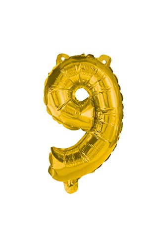 Procos 89650 - Folienballon Zahl 9, Befüllung mit Helium oder Luft, Geburtstag, Dekoration, Party, Jubiläum von Procos