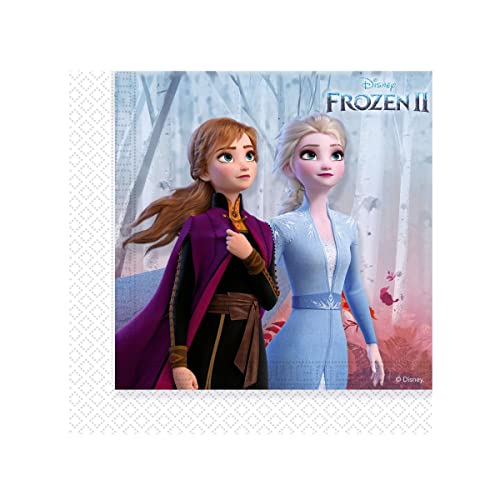 Procos 91128 - Papier-Servietten Frozen 2, 20 Stück, Größe 33 x 33 cm, 2-lagige Motiv-Servietten, Mundtuch, Party-Geschirr, Geburtstag, Mottoparty von Folat