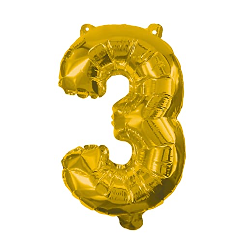 Procos 91187 - Folienballon Zahl 3, Zahlenballon, Helium, Ballon, Geburtstag, Dekoration, Geschenk von Procos