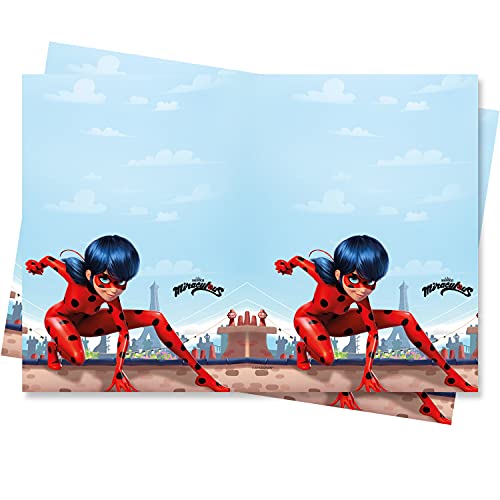 Procos 91347 - Tischdecke mit Kunststoff-Folie, Miraculous Ladybug, Kindergeburtstag von Procos
