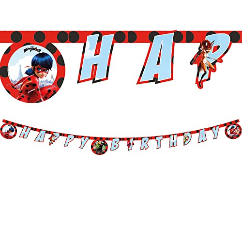 Procos 91350 - Geburtstags-Girlande Miraculous Ladybug, Dekoration, Kindergeburtstag, Taglia Unica Procos 91350 - Geburtstags-Girlande Miraculous Ladybug, Dekoration, Kindergeburtstag, Taglia Unica von Procos
