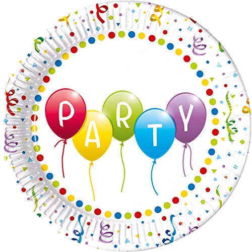 Procos 91946 - Teller, Balloons Party, 23cm, 8 Stück, Geschirr, ohne Plastik, Geburtstag, Mottoparty von Procos