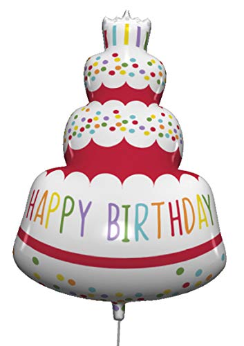 Procos 92446 - Folienballon Happy Birthday Cake, Größe 96 cm, Geburtstagstorte, Helium, Ballon, Geburtstag, Dekoration, Geschenk von Procos