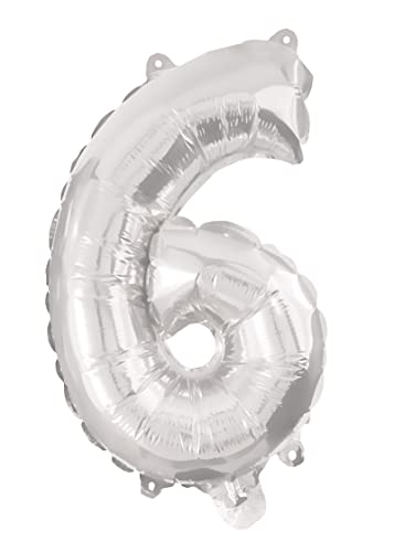 Procos 92472 - Folienballon Zahl, Silber, Größe 95 cm, Helium, Zahlenballon, Geburtstag, Dekoration, Jubiläum, Party von Procos