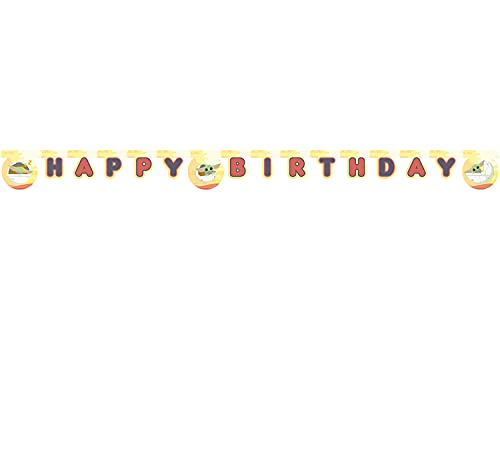 Procos 93134 - Girlande Happy Birthday Mandalorian, FSC® Mix, Länge 2 m, Buchstaben-Girlande, Schriftzug, Hänge-Dekoration, Geburtstag, Mottoparty von Procos