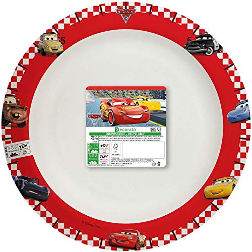 Procos 93197 - Teller Cars 3, Durchmesser 24 cm, kompostierbar, 8 Stück, Einwegteller, Pappteller Procos 93197 - Teller Cars 3, Durchmesser 24 cm, kompostierbar, 8 Stück, Einwegteller, Pappteller von Procos