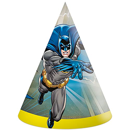 Procos 93360 - Papierhüte Batman, 16x12 cm, FSC® Mix, Kindergeburtstag von Procos