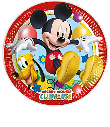 Procos 93438 - Party-Teller Playful Mickey, Größe 23 cm, 8 Stück, Einwegteller aus Papier, Kindergeburtstag, Party-Geschirr, FSC® Mix von Procos