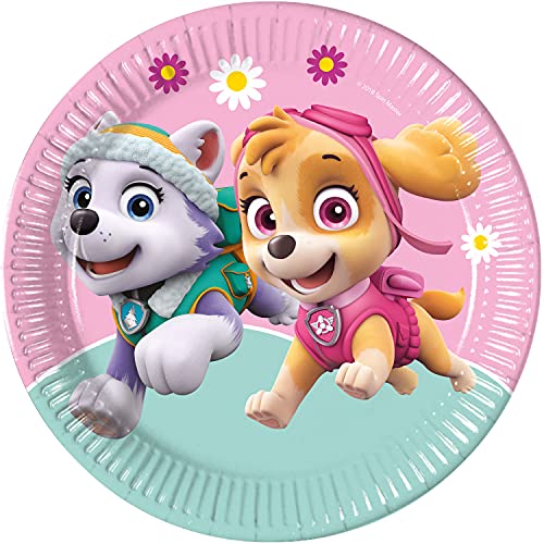Procos 93442 - Party-Teller Paw Patrol Skye und Everst, Größe 23 cm, 8 Stück, Einwegteller aus Papier, Kindergeburtstag, Party-Geschirr, FSC® Mix von Procos