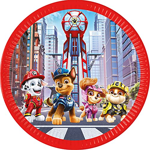 Procos 93453 - Party-Teller Paw Patrol The Movie, Größe 23 cm, 8 Stück, Einwegteller aus Papier, Kindergeburtstag, Party-Geschirr, FSC® Mix von Procos