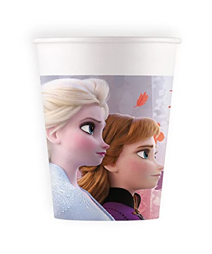 Procos 93465 - Party-Becher Frozen 2, max. Füllmenge 200 ml, 8 Stück, Einwegbecher aus Papier, Kindergeburtstag, Party-Geschirr, FSC® Mix von Procos