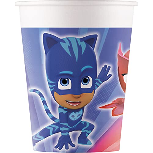 Procos 93476 - Party-Becher PJ Masks, max. Füllmenge 200 ml, 8 Stück, Einwegbecher aus Papier, Kindergeburtstag, Party-Geschirr, FSC® Mix von Procos