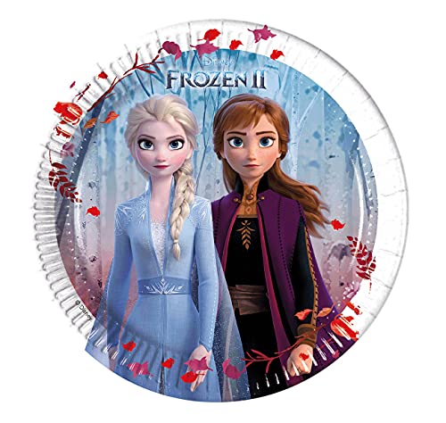 Procos 93484 - Party-Teller Frozen 2, Größe 20 cm, 8 Stück, Einwegteller aus Papier, Kindergeburtstag, Party-Geschirr, FSC® Mix von Procos