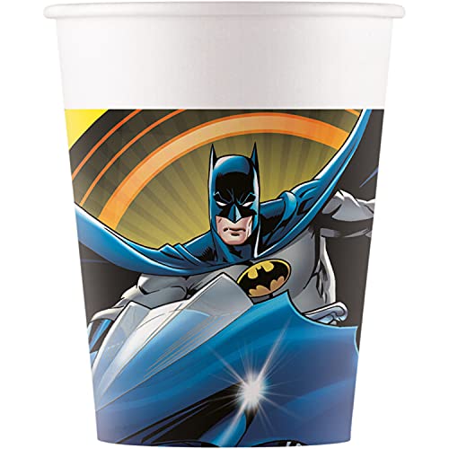 Procos 93507 - Party-Becher Batman, max. Füllmenge 200 ml, 8 Stück, Einwegbecher aus Papier, Kindergeburtstag, Party-Geschirr, FSC® Mix von Procos