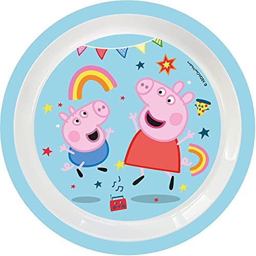 Procos 93532 - Teller, 1 Stück, Durchmesser 20,5 cm, Peppa Pig, wiederverwendbar, Partygeschirr, Geburtstag, Dekoration, Party von Procos