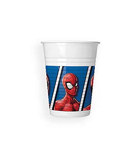 Procos 93554 - Party-Becher Spiderman Team Up, 8 Stück, Füllmenge 200 ml, aus Plastik, Party-Geschirr, Geburtstag, Mottoparty von Procos
