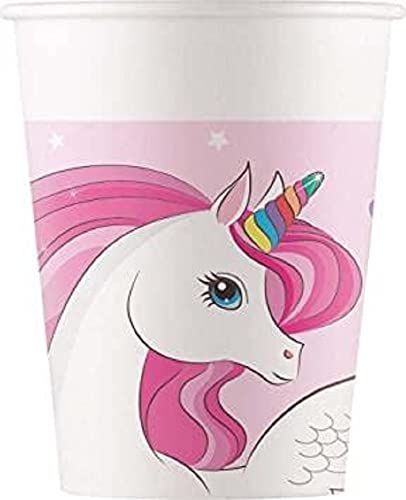 Procos 93759 - Becher Unicorn Rainbow Colors, 200 ml, 8 Stück, FSC® Mix, Einwegbecher, Pappbecher, Geburtstag, Mottoparty von Procos