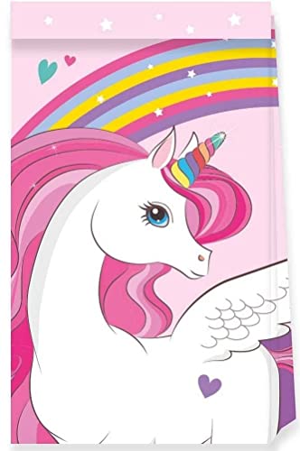 Procos 93765 - Partytüten Unicorn Rainbow Colors, 4 Stück, FSC® Mix, Papiertüten, Geburtstag, Mottoparty von Procos