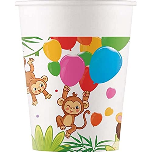 Procos 93781 - Becher Jungle Balloons, 200 ml, 8 Stück, FSC® Mix, Einwegbecher, Pappbecher, Geburtstag, Mottoparty, Dschungel, Ballons von Procos