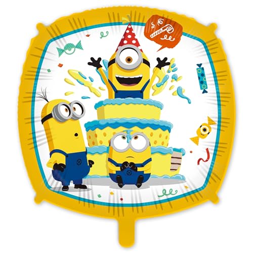 Procos Aufblasbarer Folienballon Minion Ø ca.43 cm, Helium, Luft, Luftballon, Geburtstag, Geschenk von Procos