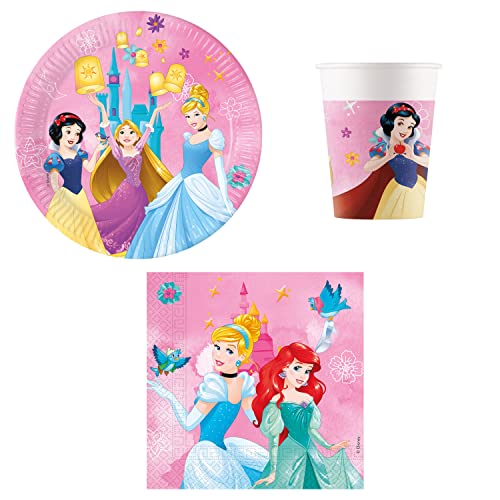 Procos DY10273861 - Princess Live your Story Party Set Small, Teller, Servietten und Becher, Tischdeko, Geburtstagsdekoration von Procos