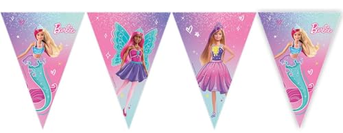 Procos - Filare 9 Dreiecksflaggen Barbie Fantasy aus FSC-Papier, PR94569 von Procos